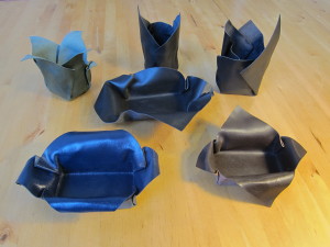 Irregular Vessels are wet moulded leather shaped into containers of various sizes and shapes.